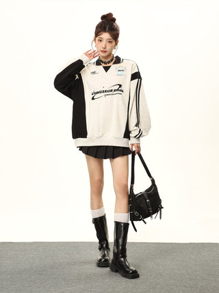 Contrast color embroidered sweatshirt