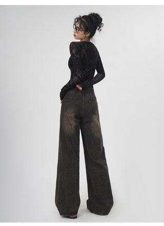 Square collar black lace bottoming top