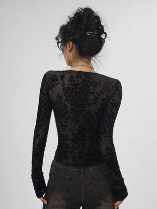 Square collar black lace bottoming top