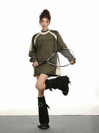 Letter embroidery round neck sweatshirt