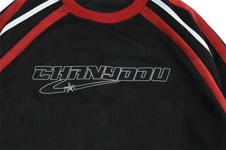 Letter embroidery round neck sweatshirt