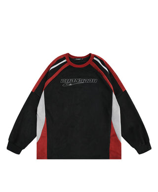 Letter embroidery round neck sweatshirt