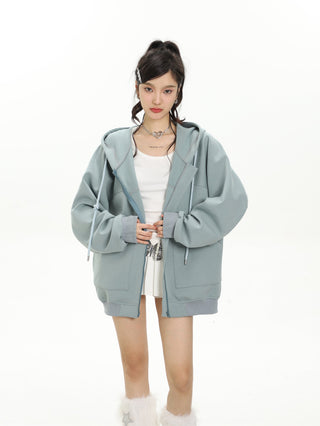 Plush oversize zip-up hoodie