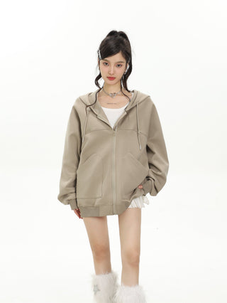 Plush oversize zip-up hoodie