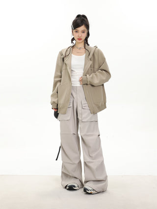 Plush oversize zip-up hoodie