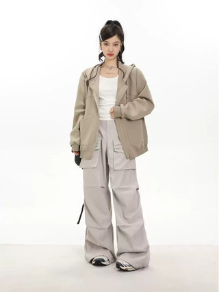 Plush oversize zip-up hoodie