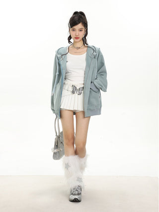 Plush oversize zip-up hoodie