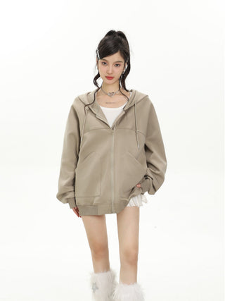 Plush oversize zip-up hoodie