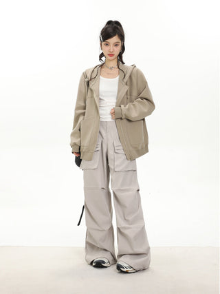 Plush oversize zip-up hoodie