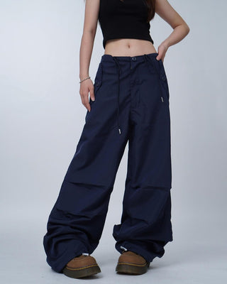 Black work-wear wide-leg pants