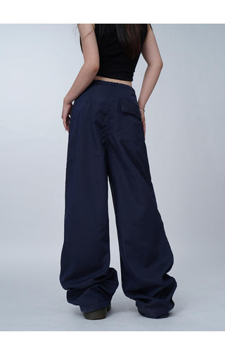 Black work-wear wide-leg pants