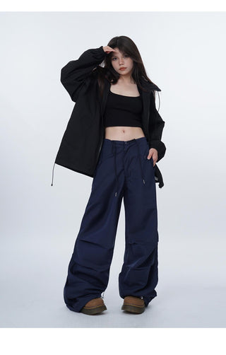 Black work-wear wide-leg pants