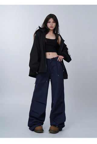 Black work-wear wide-leg pants