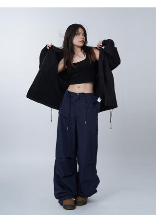 Black work-wear wide-leg pants