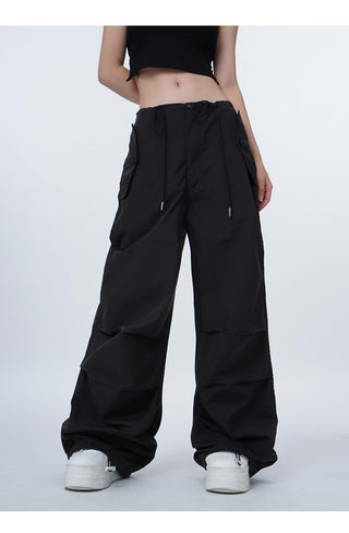 Black work-wear wide-leg pants
