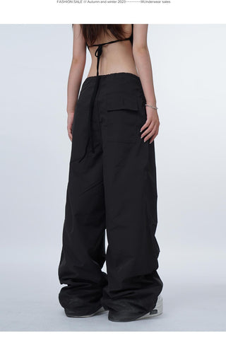Black work-wear wide-leg pants