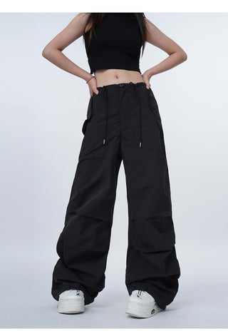Black work-wear wide-leg pants