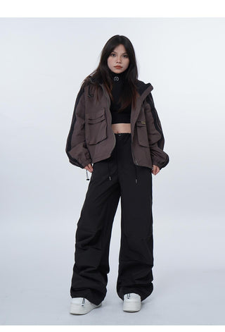 Black work-wear wide-leg pants