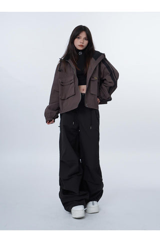 Black work-wear wide-leg pants