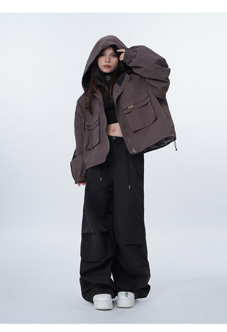 Black work-wear wide-leg pants