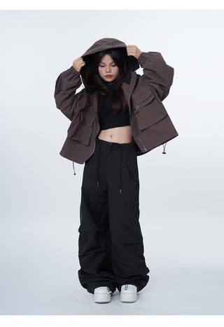Black work-wear wide-leg pants