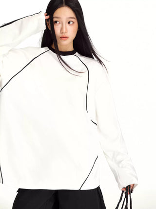 Double-bar splicing long-sleeved sweatshirt