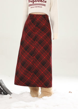 High waist plaid short skirt