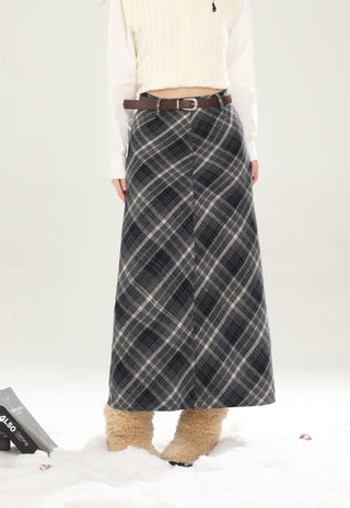 High waist plaid short skirt
