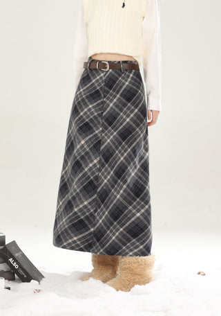 High waist plaid short skirt