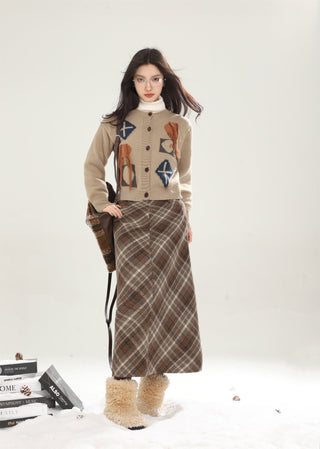 High waist plaid short skirt