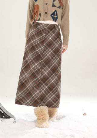 High waist plaid short skirt