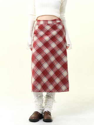High waist plaid short skirt