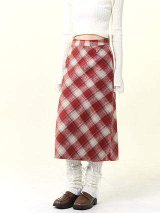 High waist plaid short skirt