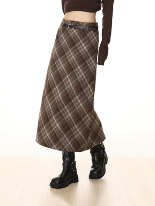 High waist plaid short skirt