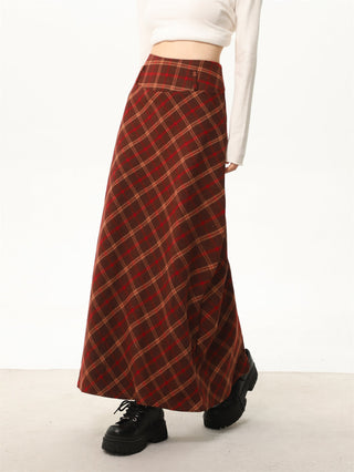 High waist plaid short skirt