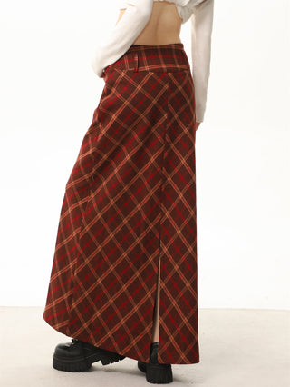 High waist plaid short skirt
