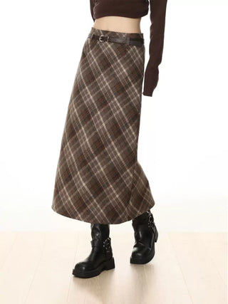 High waist plaid short skirt