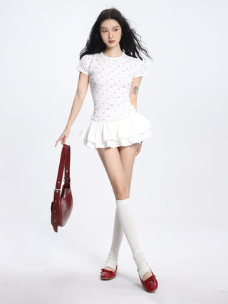 Puffy pleated  miniskirt