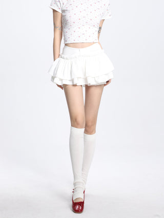 Puffy pleated  miniskirt