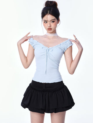 Puffy pleated  miniskirt
