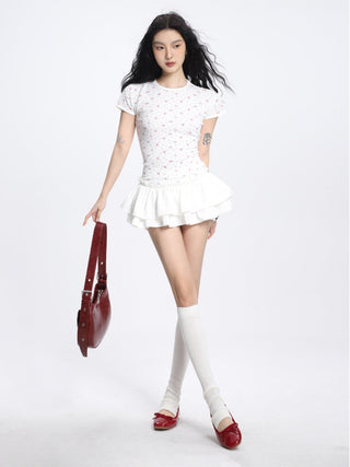 Puffy pleated  miniskirt