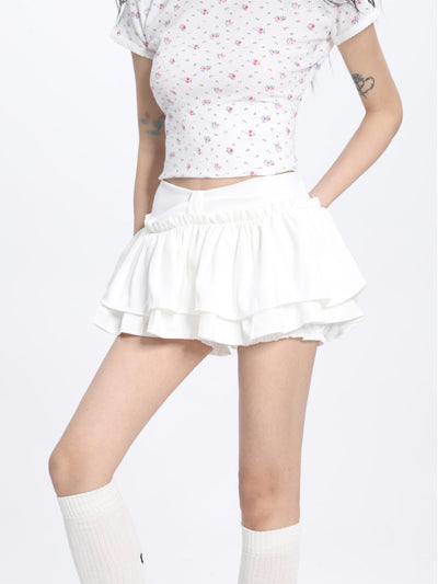 Puffy pleated  miniskirt
