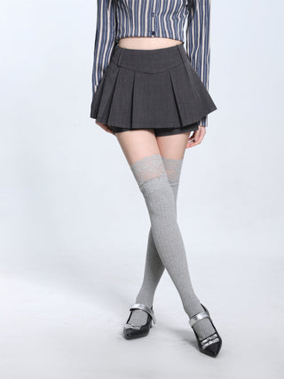 High waist slim a-line short skirt