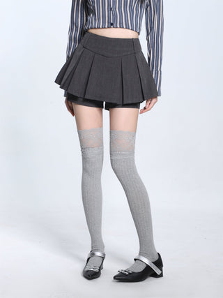 High waist slim a-line short skirt