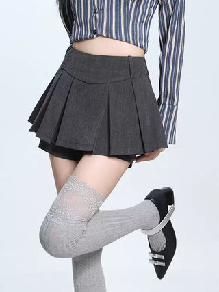 High waist slim a-line short skirt