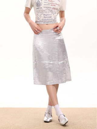 Wrinkled texture pleated short skirt