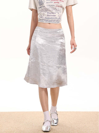 Wrinkled texture pleated short skirt
