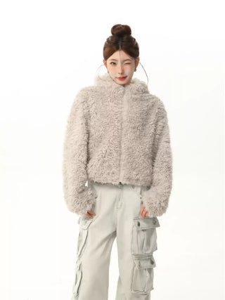 Rabbit ears hooded plush cotton jacket