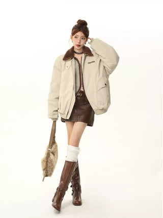 Oversize woolen lapel jacket