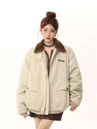 Oversize woolen lapel jacket